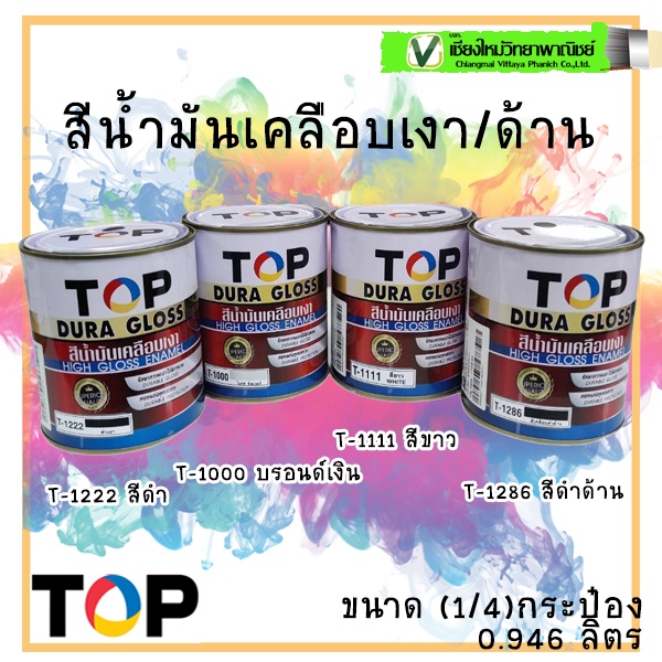 TOP สีน้ำมัน สีเคลือบเงา (กระป๋อง 1 ลิตร) รักษาความเงาได้ยาวนาน