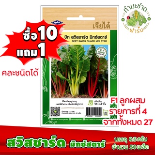 (ซื้อ10แถม1) เมล็ดพันธุ์ สวิสชาร์ด มิกซ์สตาร์ Beet swiss chard mix star ประมาณ 50เมล็ด เจียไต๋ เมล็ดพันธุ์พืช