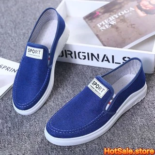 ส่งเร็ว🚚3สี รองเท้าผู้ชาย แฟชั่น 39-44 ดำ/เทา สลิปออน นำเข้า ราคาถุก ผ้า ไม่มีเชือก B-030