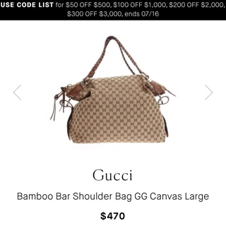 Bamboo bar shoulder Gucci bag canvas large size