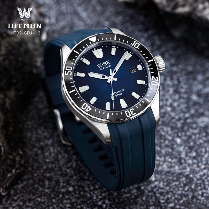 WISE สายนาฬิกา ยาง FKM รุ่น HITMAN แบบติดตัวเรือน ขนาด 20 mm.