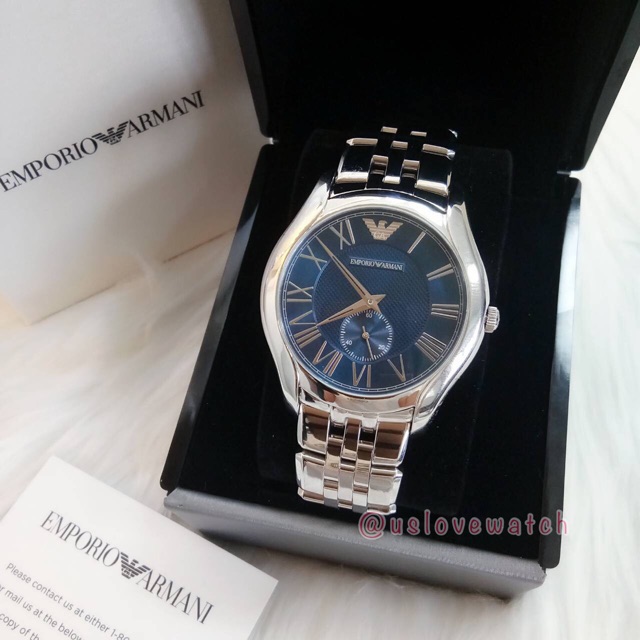 👑ผ่อน0%~แท้100%👑 นาฬิกาข้อมือ EMPORIO ARMANI Men's Classic Blue Dial Stainless Steel  Watch #AR1789