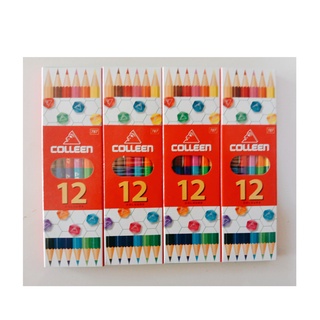 คอลลีน 12สี แบบ 2หัว คอลลีน 12สี 6แท่ง ดินสอสีไม้คอลลีน สีไม้คอลลีน colleen 12 colre แท่งเหลี่ยม!! สีไม้ Colleen ราคาถูก