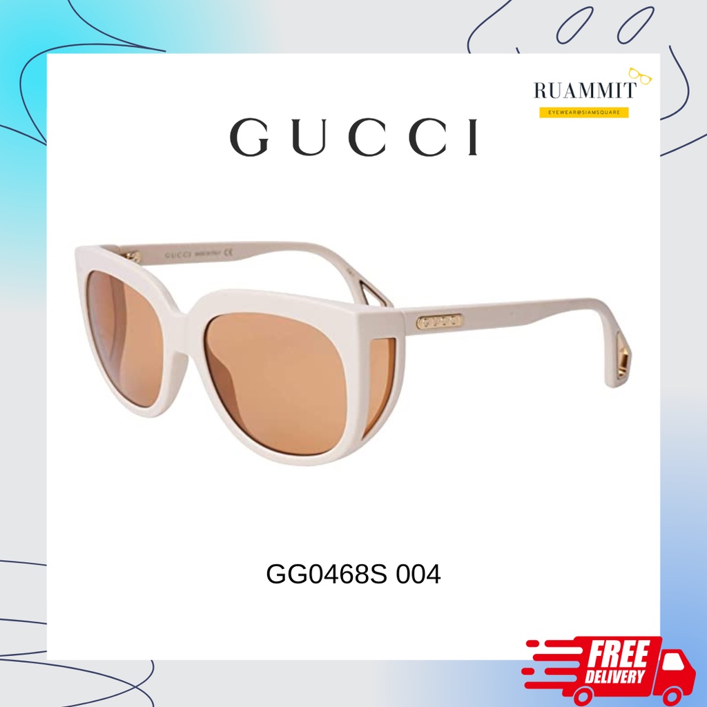 แว่นกันแดด Gucci GG0468S 004 สี Ivory ทรงเหลี่ยม ของแท้ จัดส่งฟรี!!