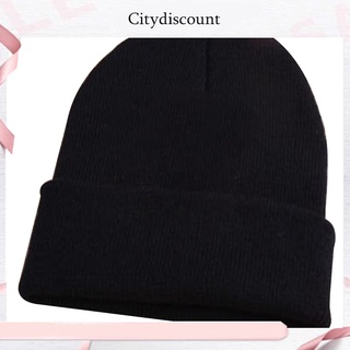 &lt;citydiscount&gt; หมวกบีนนี่ ผ้าถัก สีพื้น สไตล์ฮิปฮอป แฟชั่นฤดูหนาว สําหรับผู้ชาย ผู้หญิง