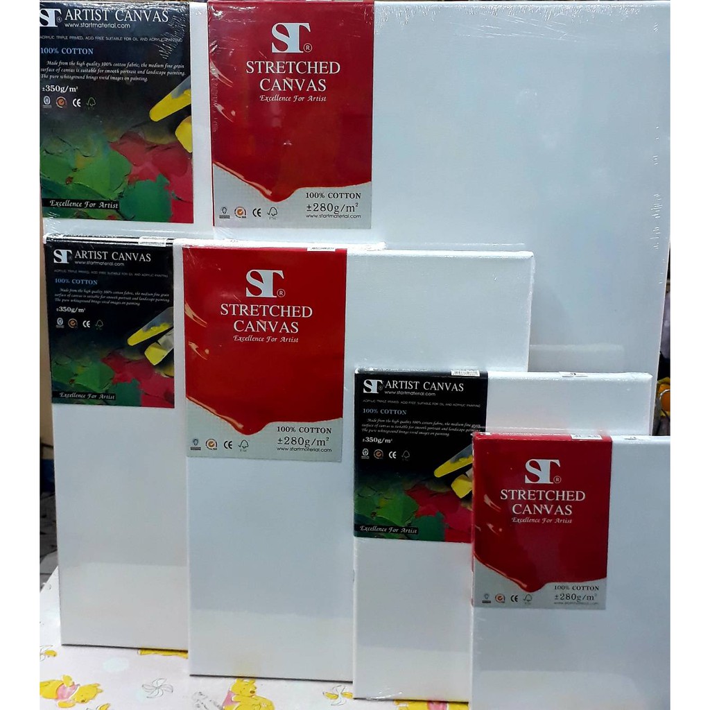 PPKK เฟรมผ้าใบ ผ้าแคนวาส ST สีขาว 280 g/m2 / 350 g/m2 WHITE CANVAS 100% COTTON ขนาด 40x60,60x80 เฟรมไม้ 1.6 ซม