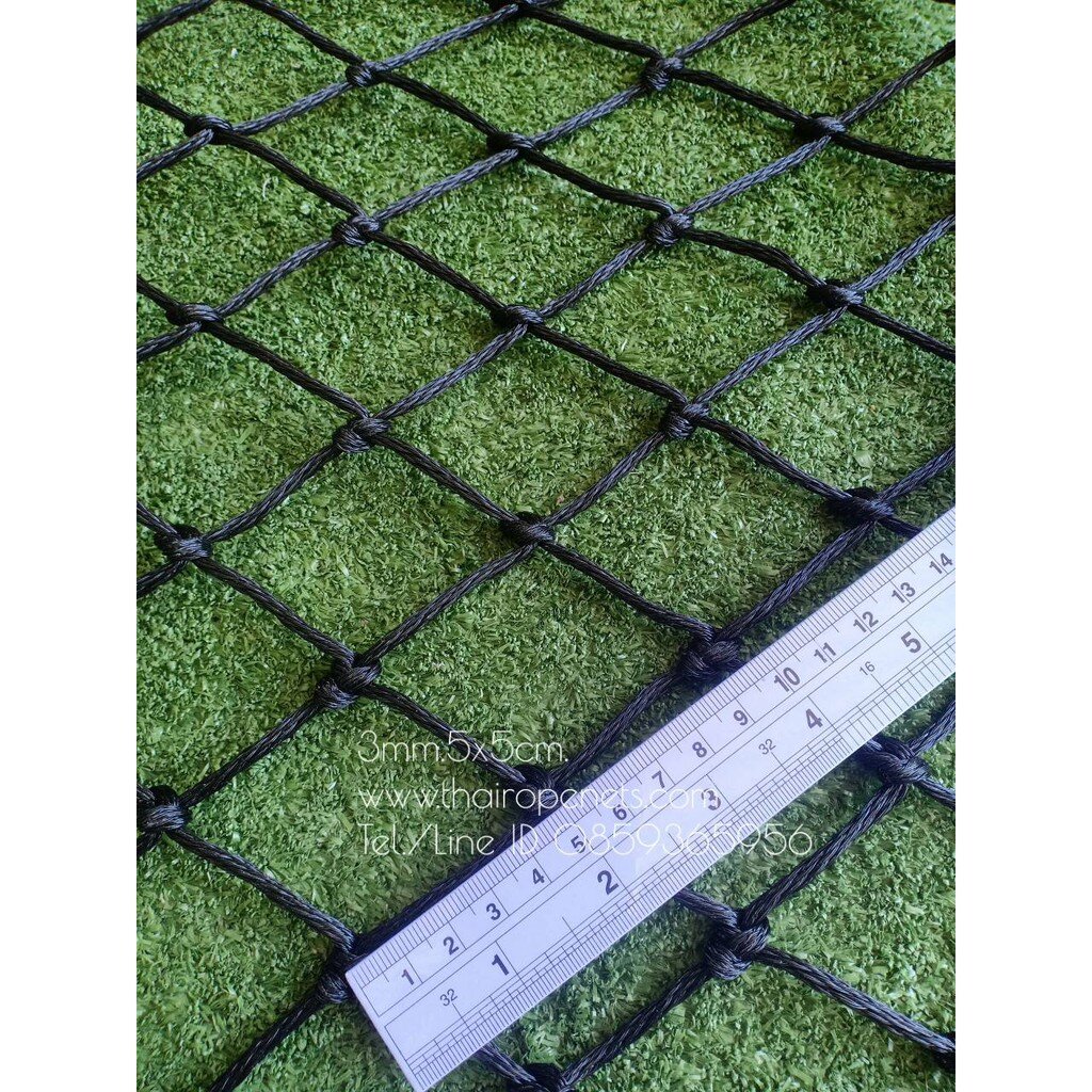 ตาข่ายสนามเทนนิส กั้นลูกเทนนิส ตาข่าย HDPE + UV Protection เส้นโต 3.5 mm. รูตาข่าย 1.8x1.8 นิ้ว