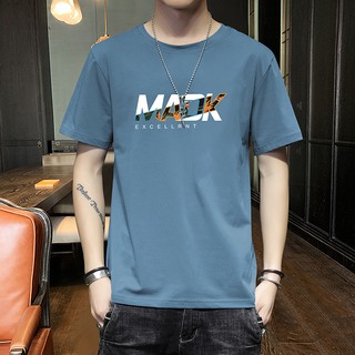 ผ้าฝ้ายผู้ชายแขนสั้นTเสื้อ2021夏季新款舒适透气圆领印花男装打底衫上衣