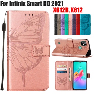 สําหรับ Infinix Smart HD 2021 6.1" X612B X612, เคสโทรศัพท์หนังแบบฝาพับลายผีเสื้อ 3D