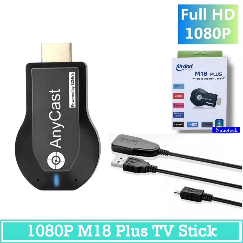 Nanotech ✅ ของแท้มีประกัน✅ Anycast M18 Plus FW.2020 HDMI WIFI Display HDTV เชื่อมต่อมือถือไปทีวี ใหม