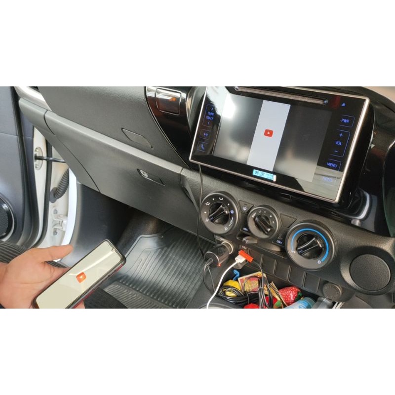 สาย AUX AV ต่อกล่อง Q1 สะท้อนหน้าจอรถยนต์ Pioneer Kenwood JVC รุ่น aux รองรับ av in