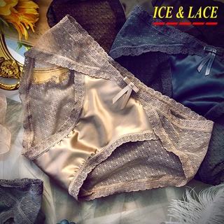 【 Xl L M Ice+Lace 】กางเกงชั้นใน ผ้าเรยอน ไร้รอยต่อ สําหรับผู้หญิง LI013#-6639 กางเกงชั้นใน ผ้าเรยอน ระบายอากาศ ไม่มีรอยต่อ สําหรับผู้หญิง