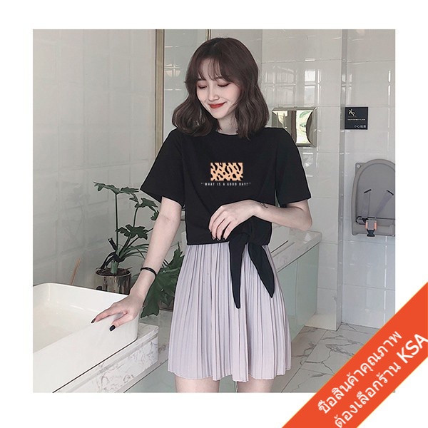 ✨ksa✨เสื้อครอปเอวลอยผู้หญิง  สไตล์เกาหลีน่ารัก   เสื้อผ้าแฟชั่นวัยรุ่น เสื้อยืดแขนสั้นลายตัวหนังสือ ใส่สบาย xxl