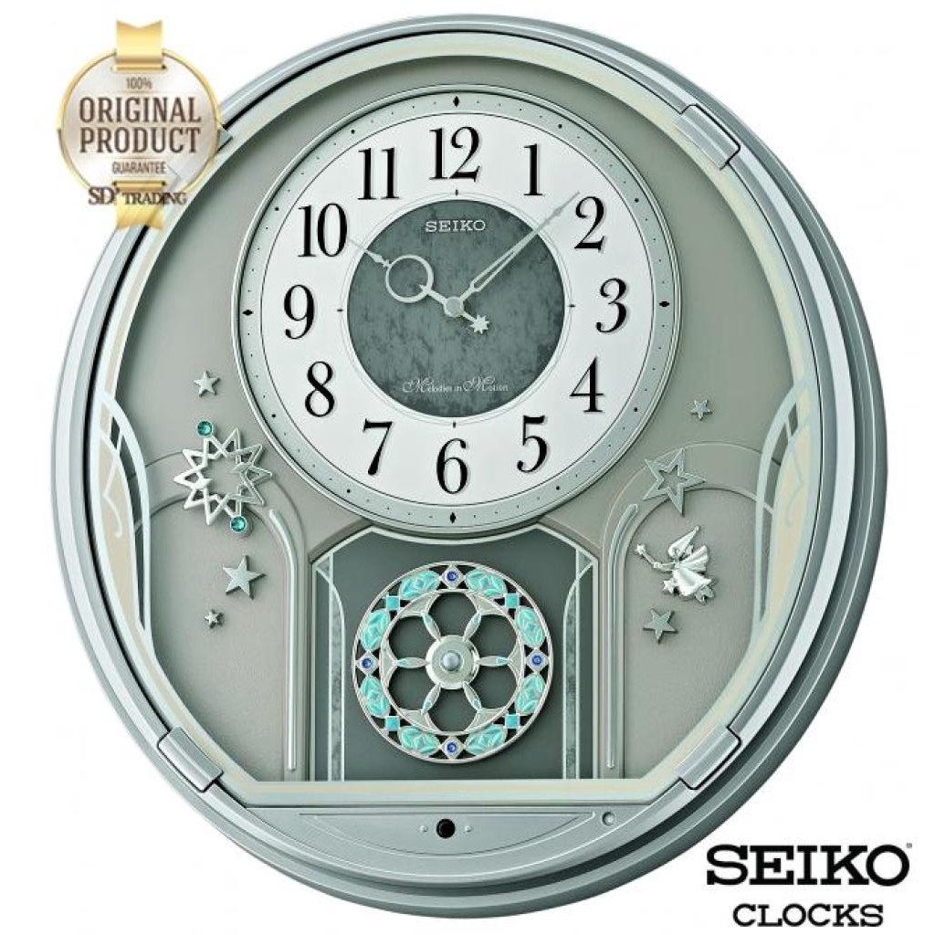 SEIKO Melodies in Motion‏ clock รุ่น QXM375S นาฬิกาแขวนหรูหรา สไตล์ยุโรป ตีเพลง เมโลดี้ - Silver
