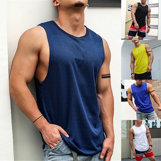 M-4XL เสื้อกล้ามผู้ชาย เสื้อแขนกุด Men Plain Quick-drying Fitness Singlets Sleeveless Sports Training Tank Top