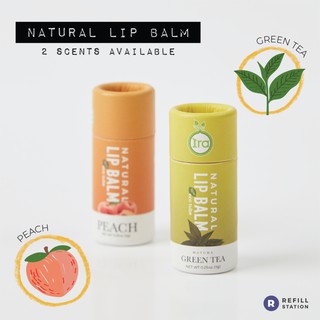 Ira lip balm ลิปมัน ลิปบาล์ม บำรุงริมฝีปากหลอดกระดาษ ชุ่มชื่นยาวนาน กลิ่นชาเขียวและพีช