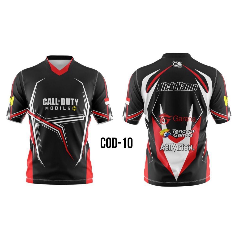 GAMING JERSEY E-SPORTS CALL OF DUTY, RRQ, EVOS, PUBG, AOV, FREE FIRE FREE NICKNAME และโลโก้