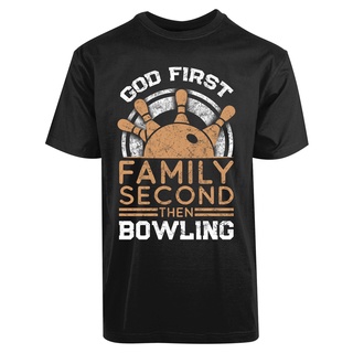 T-shirt  ขายดี เสื้อยืดลําลอง แขนสั้น พิมพ์ลาย God First Family Second Then Bowing สไตล์คลาสิก สําหรับผู้ชาย KKicil22CFl