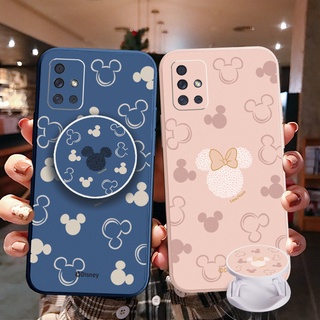 เคสโทรศัพท์มือถือ ขอบสี่เหลี่ยม ลายมิกกี้เมาส์ พร้อมแหวนขาตั้ง สําหรับ Samsung Galaxy A31 A32 4G A52 A72 5G A11 A51 A71 A10S A50 A30S A20S M42