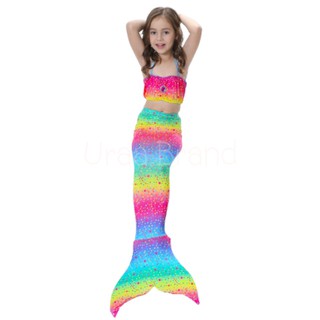 โค้ด URAA10NV ลด10% เมื่อซื้อ 999บ.  &lt; ส่งฟรี/พร้อมส่ง &gt; ชุดนางเงือก Mermaid Swiming เซ็ท 3 ชิ้น รุ่น Super Dot(สีรุ้ง)