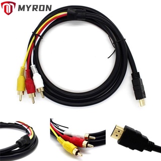 Myron New อะแดปเตอร์สายเคเบิ้ล Hdmi Male To 3 Rca ความเร็วสูง 1080 P 5 ฟุตสําหรับ Tv Hdtv Dvd Audio Video Av Cord