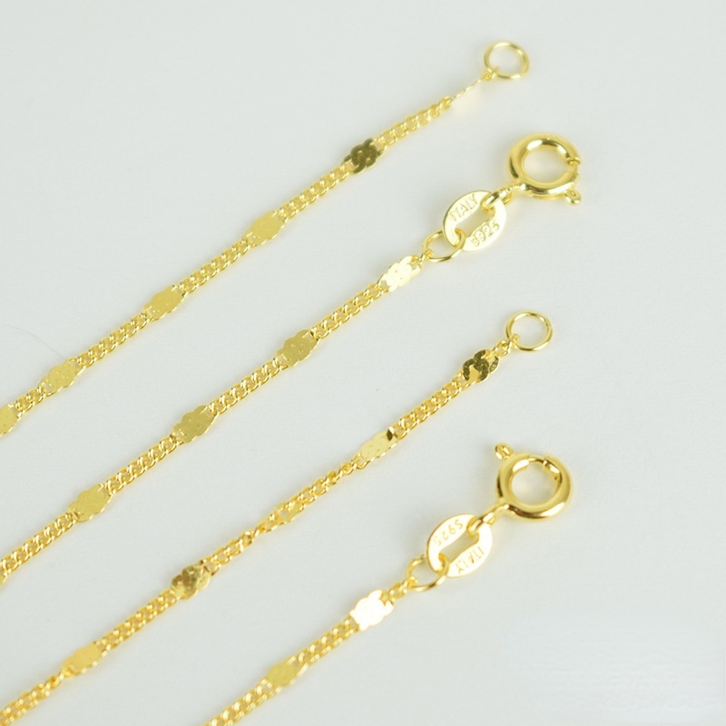 สร้อยคอลายทองคำ 18K สำหรับทั้งชายและหญิง ทำจากเงิน S925 พร้อมจี้ หลากสไตล์ให้เลือก ราคา ถูกที่สุด ดีลบีเคเค แกลเลอรีภาพที่ 7