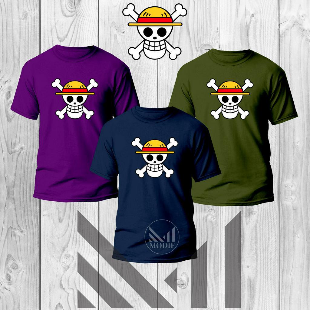 One piece luffy TShirt 100% เสื้อยืดผ้าฝ้ายพรีเมี่ยม baju lelaki perempuan คอกลมสั้น sleev TShirt