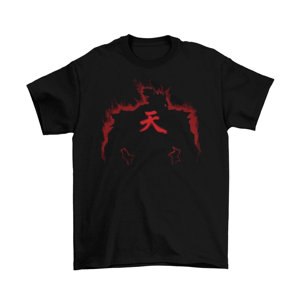 Street Fighter Akuma เสื้อยืดผ้าฝ้ายต่อสู้ตลกริว Ken Jump