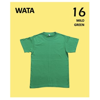 เสื้อยืดสีพื้นราคาส่ง คอกลม สีเขียวไมโล(เบอร์16) แบบไม่มีตะเข็บข้าง