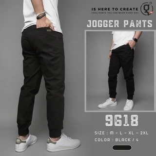 ⚡GW⚡NO.9618 กางเกงขายาว ผู้ชาย เอวยืด ขาจั้มพ์ Jogger Pants ผ้าคอตต้อน ยาว 35.5-38.5 นิ้ว ไซส์ M-4XL