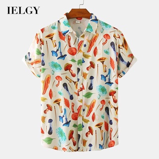 IELGY เสื้อเชิ้ตแขนสั้น ลายดอกไม้ สไตล์ชายหาด วันหยุด สําหรั…