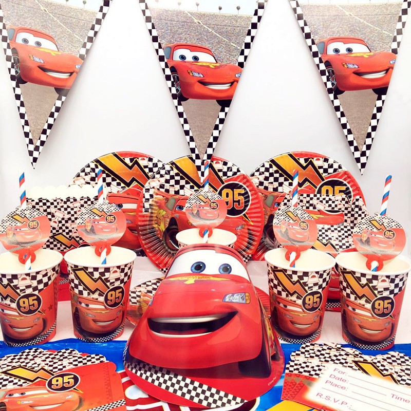 Cars Lightning Mcqueen Party ตกแต่งเด็กวันเกิดงานรื่นเริง