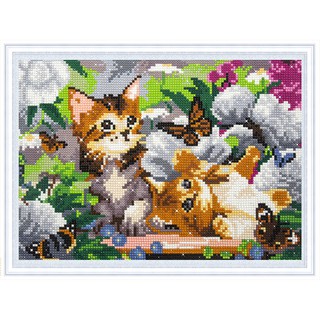 Diy two cats stone painting / cross stitch / bedroom living room / wall stickers wall painting decoration