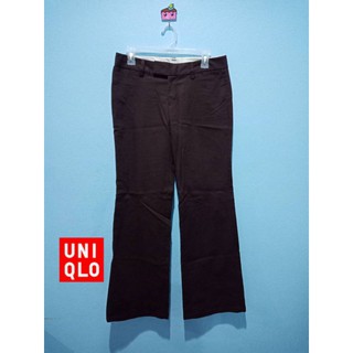 กางเกง UNIQLO สภาพดี สีน้ำตาลเข้ม ไซส์ L ขาม้า