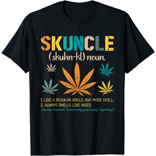 ผ้าฝ้าย 100%เสื้อยืด ผ้าฝ้าย พิมพ์ลาย Skuncle Definition Funny Weed Pot Cannabis Stoner 3D สําหรับผู้ชายS-3XL