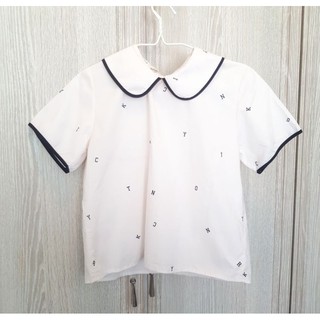 Peter pan collar ❤เสื้อเชิ้ตคอบัว กระดุมไม้ ลายA-Z น่ารักมากกก