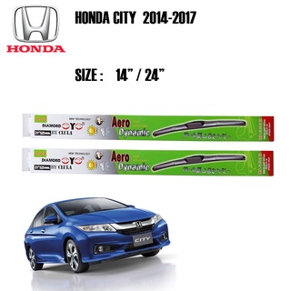 ที่ปัดน้ำฝน ใบปัดน้ำฝน ซิลิโคน ตรงรุ่น Honda city2014-2017 ไซส์ 24-14 ยี่ห้อ Diamond กล่องเขียว