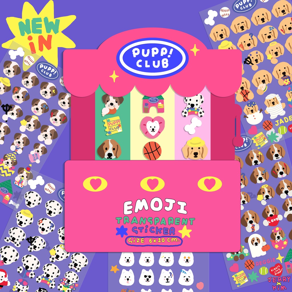 Labels & Stickers 39 บาท Pupp! club emoji sticker Jerryxkimdotstick Stationery