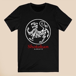 คอลูกเรือเสื้อยืด พิมพ์ลายโลโก้ Karate Shotokan Tiger สีดํา สําหรับผู้ชายS-5XL