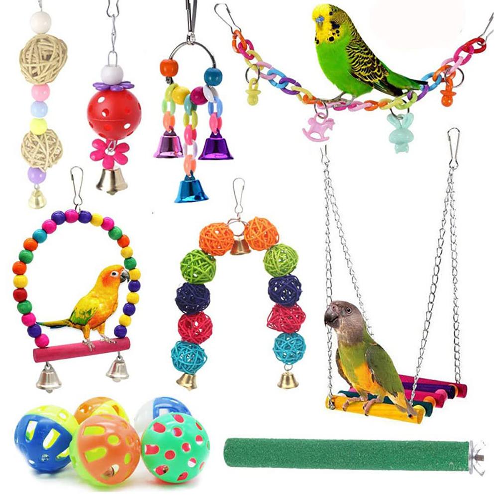 [powerup] 14PCS Bird Toys Cage Toy for Swing Chew Bell Pet Birds Toys