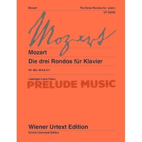 Mozart The three Rondos for piano KV485, 494, 511 UT50299