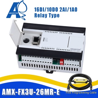 MITSUBISHI Yy AMX-FX3U-26MR รีเลย์โปรแกรมมิตซูบิชิ MELSEC PLC 2AI 1AO 16DI 10DO USB-SC09-FX