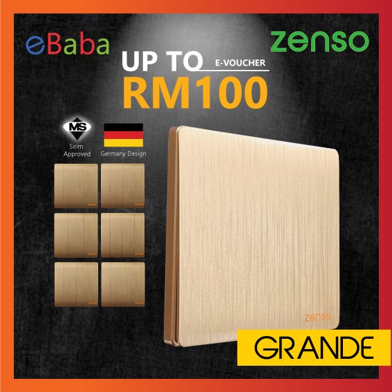 Zenso Grande Switches & Sockets - สีทอง 1gang 2gang 3gang 4gang doorbell autogate waterheater aircon