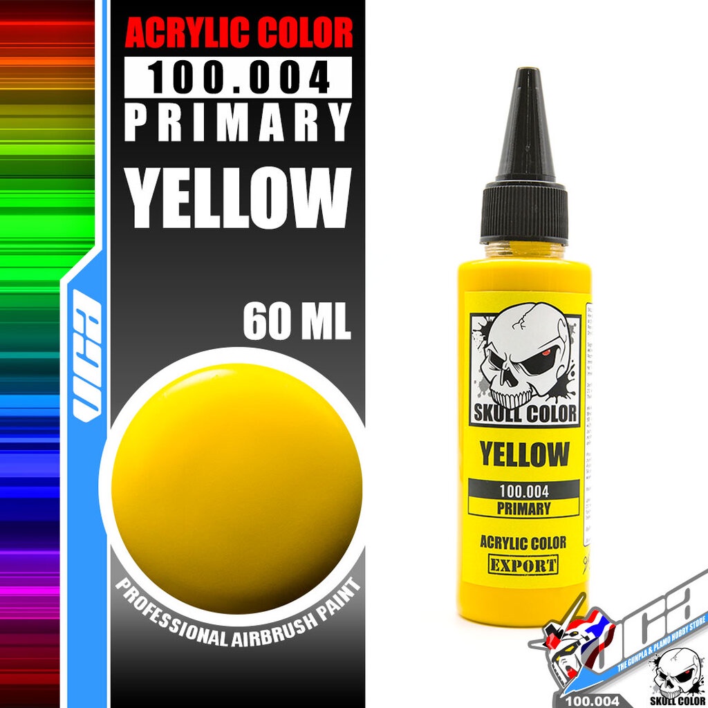 SKULL COLOR 100.004 YELLOW ACRYLIC COLOR 60ML (PRIMARY) สีอะครีลิกสำหรับพลาสติก โมเดล VCA GUNDAM