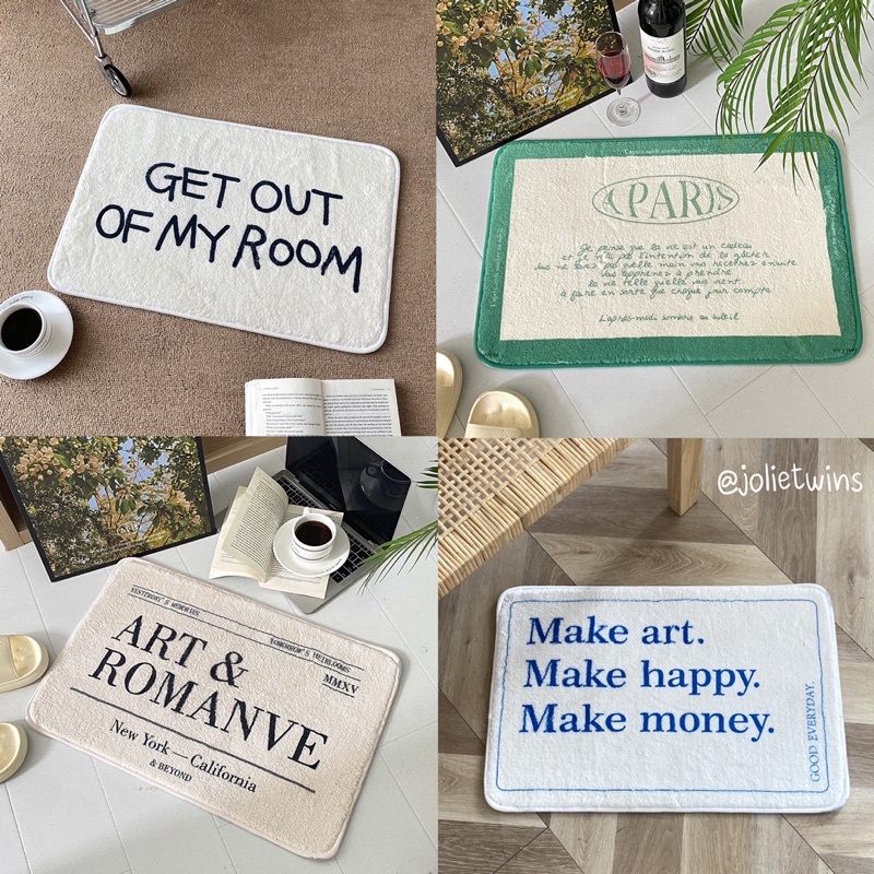 พร้อมส่ง พรม carpet พรมน่ารัก สไตล์โฮมมี่ อบอุ่น พรมต้อนรับ พรมเช็ดเท้า พรมแต่งห้อง มินิมอล 44001 44002 44004 44005