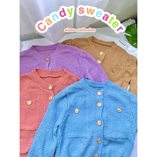 🔥รุ่นฮอต💥เสื้อคลุมคาร์ดิแกน ไหมพรมแขนยาว 4 สีขายดี 🍭sisora x Candy sweater 🍭