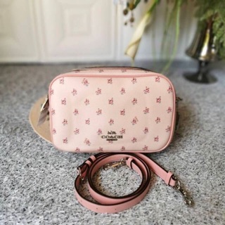 📌JES CROSSBODY WITH DITSY FLORAL PRINT (COACH F44957) LIGHT PINK MULTI/SILVER