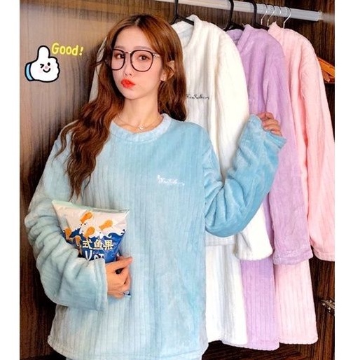 ✔️พร้อมส่ง✔️ ชุดนอนนาโนผ้านุ่ม รุ่นผ้าร่อง