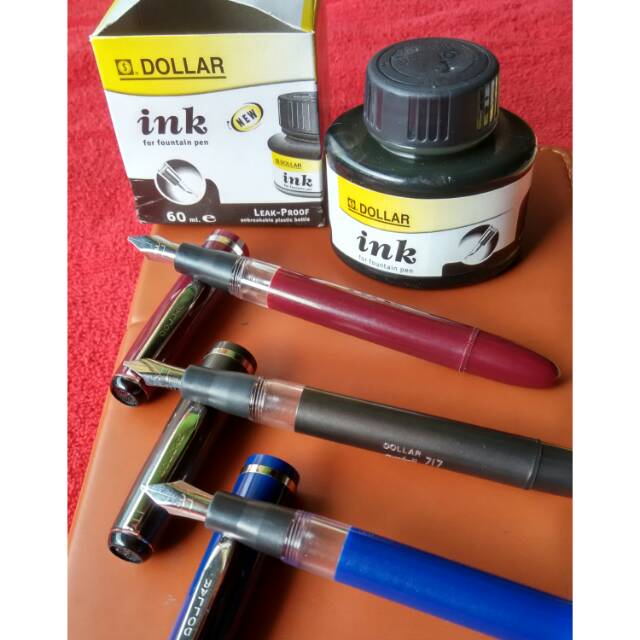 แพ็คเกจ ปากกาหมึกซึม Dollar Made In Pakistan และ OriginaL 60ML Dollar ink Bottle ink
