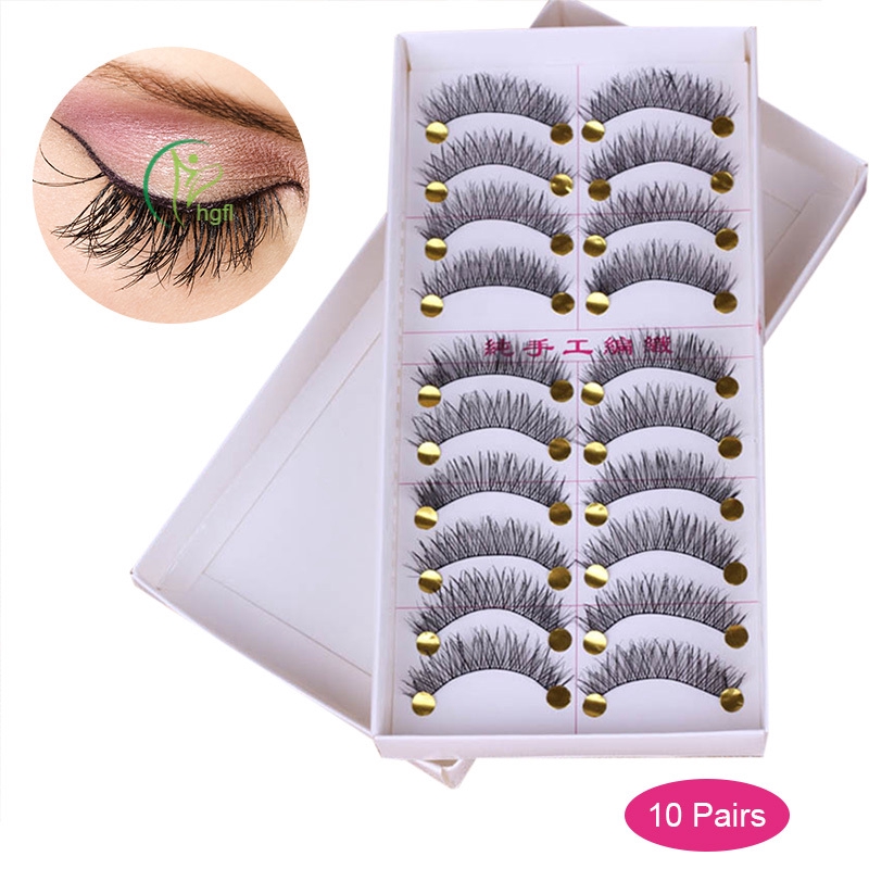 HYP 10 Pairs Makeup Handmade Natural Long False Eyelashes Eye Lashes ...